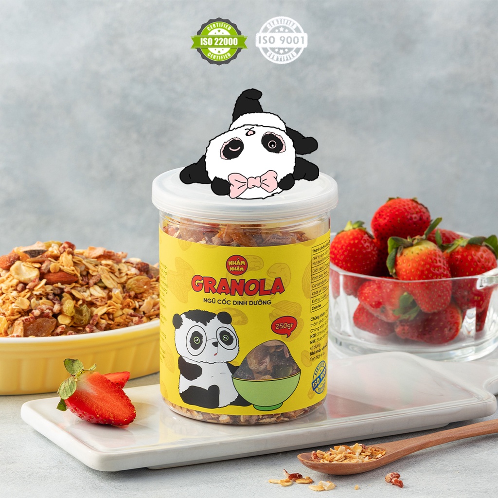 GRANOLA siêu hạt nhập khẩu mật ong, ngũ cốc dinh dưỡng ăn kiêng giảm cân NHẰM NHĂM 3Con Gấu 250G bữa sáng dinh dưỡng