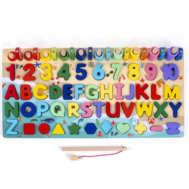Đồ chơi câu cá bằng gỗ có chữ cái và số