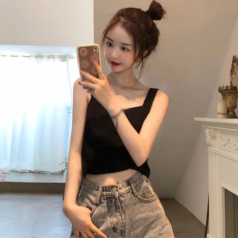 Áo Croptop Hai Mặt Dáng Ôm Có Khóa Kéo Thời Trang Mùa Hè Quyến Rũ Cho Nữ