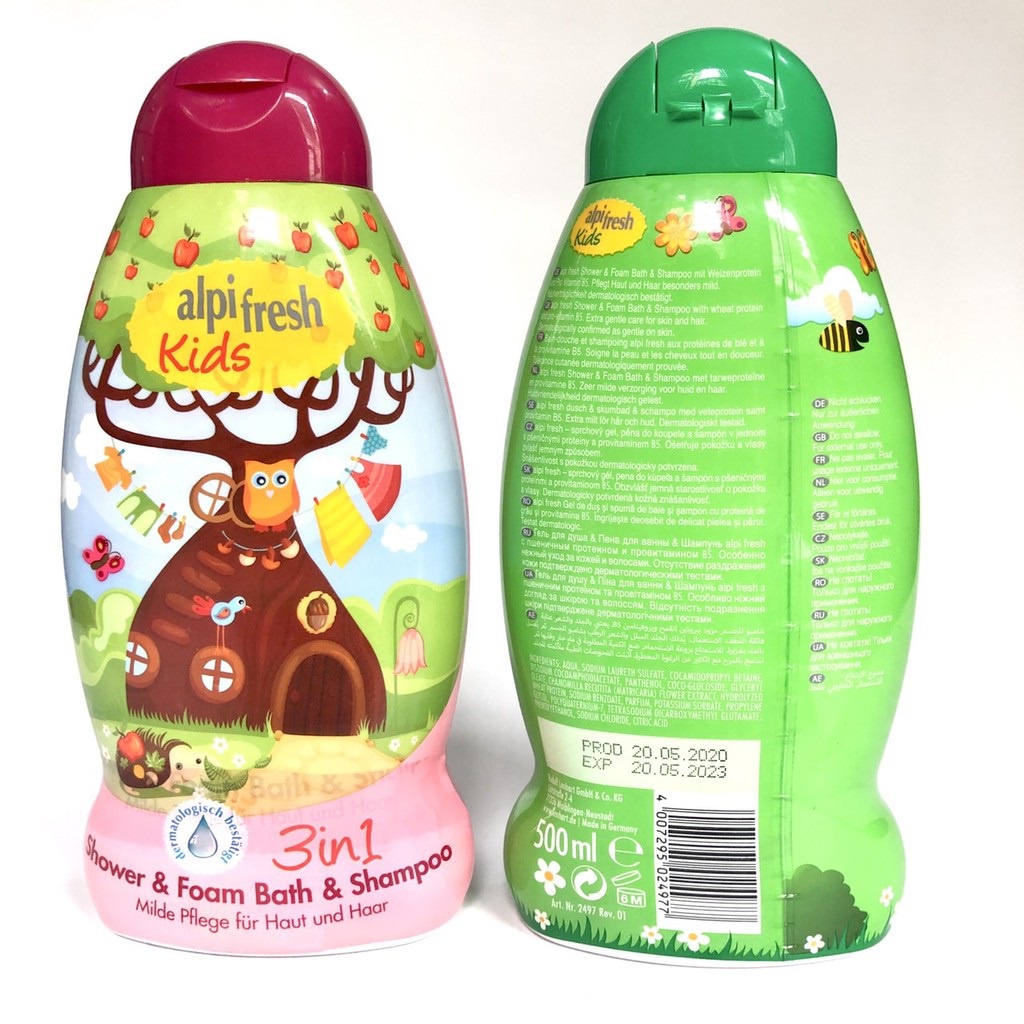 Sữa tắm gội trẻ em Alpi fresh Kids 3in1 chai 500ml, sản xuất tại Đức