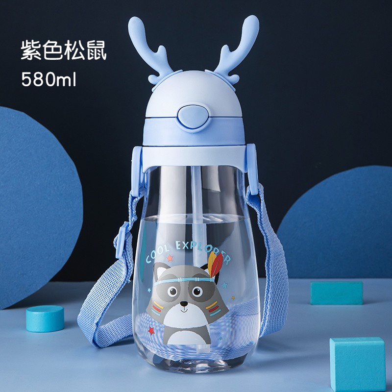 Bình nước size to cho bé đi học, Chống Tràn Thiết Kế Hình tai Thỏ Đáng Yêu