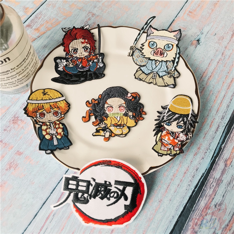 ☸ Sticker Ủi Thêu Hình Nhân Vật Anime Demon Slayer ☸ 1 Miếng Vá Ủi Quần Áo Họa Tiết Hoạt Hình DIY