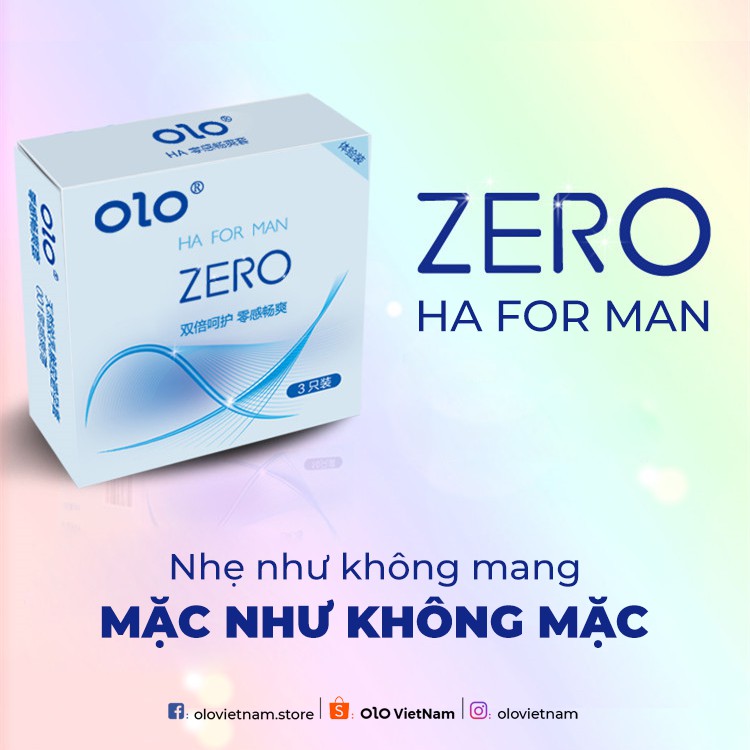 Bao cao su OLO Zero Ha For Man gấp đôi chất bôi trơn, siêu mỏng 0.01mm nội địa Trung 3 bao