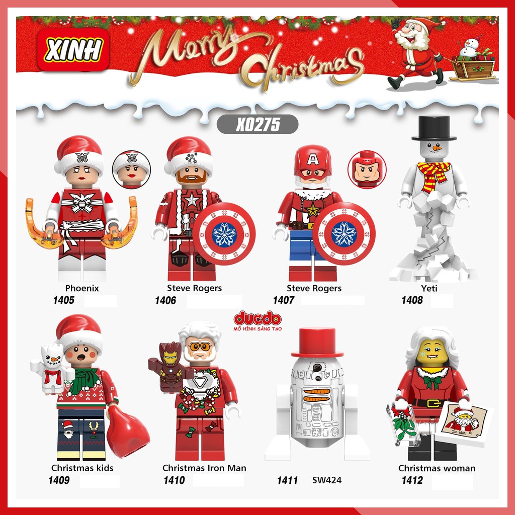 Minifigures các nhân vật hóa trang Noel tuyệt đẹp - Đồ chơi Lắp ghép Xếp hình Mini Mô hình XINH X0275