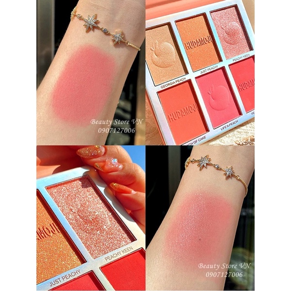 [FREESHIP] Bảng Phấn Má Hồng Bắt Sáng Nhũ Lấp Lánh 6 in 1 Peaches Blush Palette