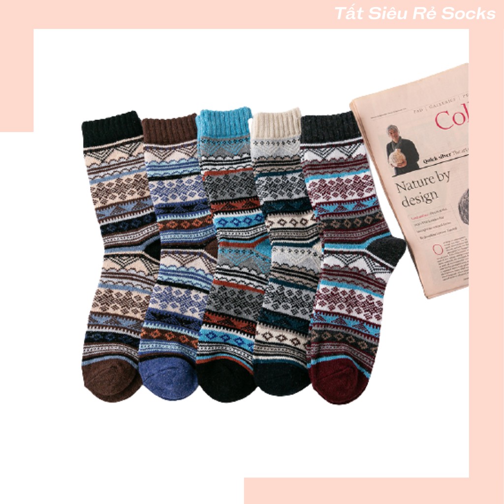 Tất thổ cẩm cao cổ nam nữ phong cách vintage