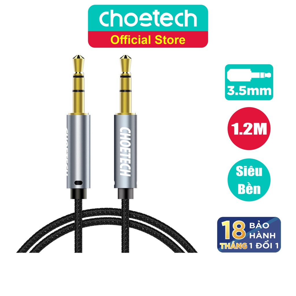 Dây Cáp Nối Dài Âm Thanh 2 Đầu Đực 3.5mm Dài 1.2M CHOETECH AUX002 - Hàng Chính Hãng