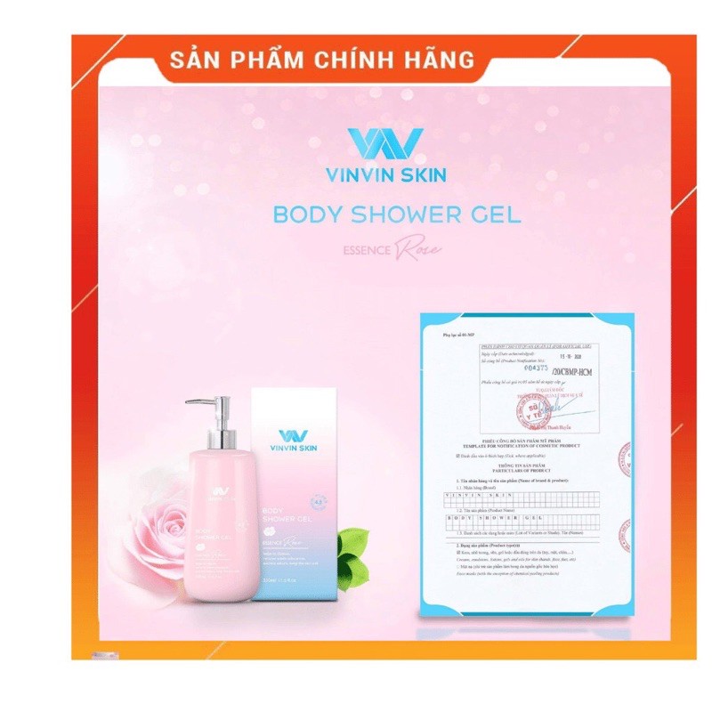 [FREESHIP]SỮA TẮM DƯỠNG TRẮNG DA HÀN QUỐC CHIẾT XUẤT HOA HỒNG - VINVIN SKIN TRẮNG HỒNG TỪ BÊN TRONG,NGĂN NGỪA LÃO HÓA DA