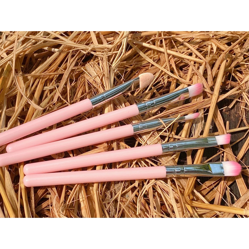 Ảnh thật 🍀Set cọ hồng trang điểm 5 cây mini bánh bèo nội địa