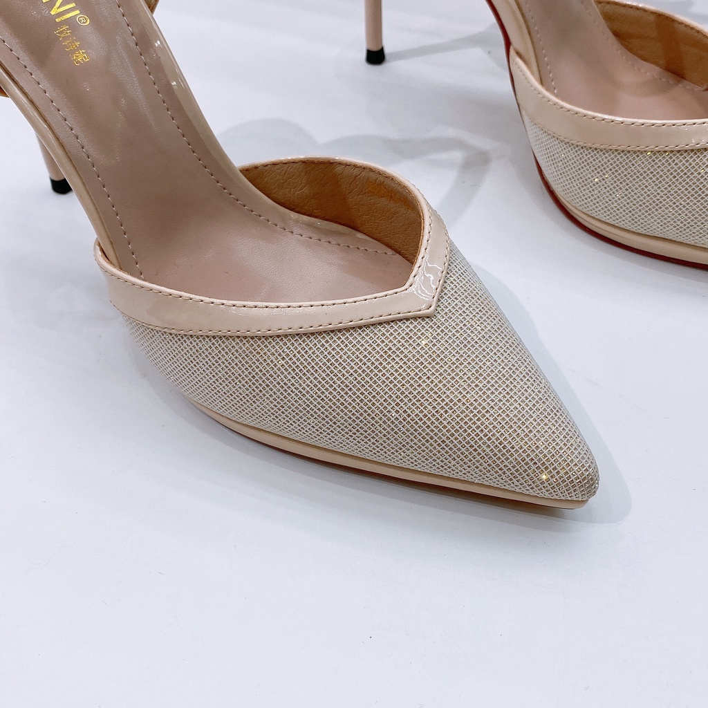 [ẢNH THẬT - CÓ SIZE 34 ] Giày  cao gót nữ, giày đi tiệc đính kim tuyến gót 10 phân hàng QC loại 1 fullbox