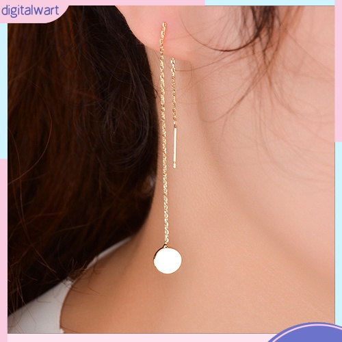 Đôi khuyên tai dài phối mặt tròn thời trang cho nữ