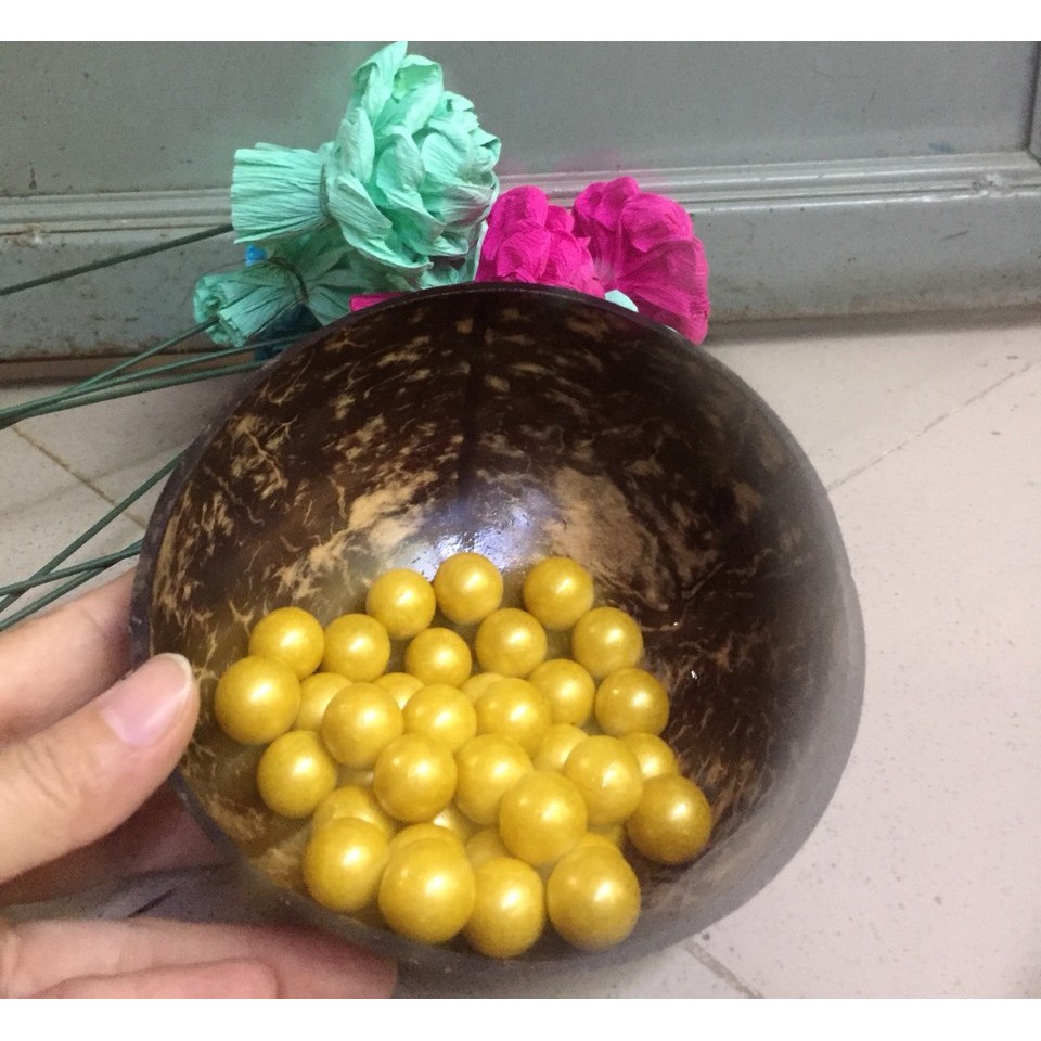 Bi ve - bộ bi ve màu vàng bộ 10 viên bi ve sứ vàng