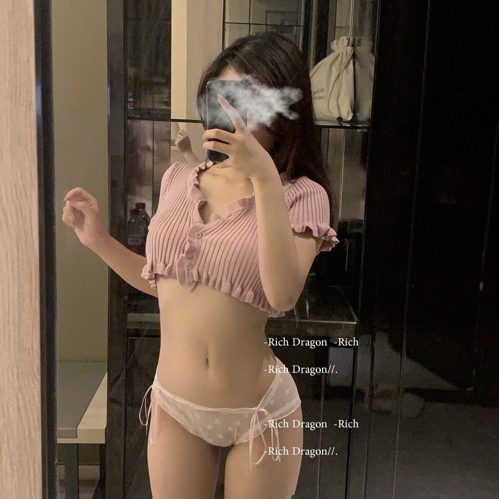 Quần Lót Nữ ❤️FREESHIP❤️ Quần Lót Ren Sexy Sao xuyên thấu cao cấp đính nơ hai bên quyến rũ mã H002