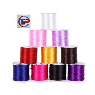 Cuộn thun tơ, cuộn dây cước lụa, thun co giãn nhiều màu xâu vòng, chuỗi hạt 60m dài tiện lợi