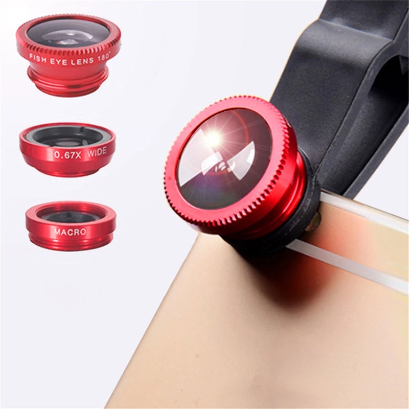 Ống kính macro góc rộng mắt cá 3 trong 1 chụp ảnh lens cho camera điện thoại iPhone