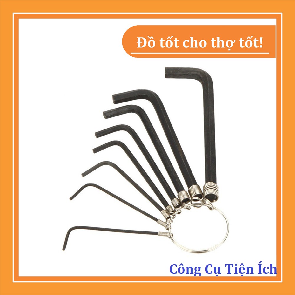 móc khóa lục giác 8 chi tiết-Bộ lục giác 8 món treo chìa khóa tiện dụng