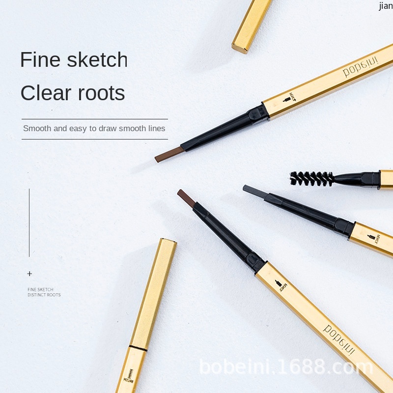 Bút Chì Kẻ Lông Mày Hai Đầu Tam Giác Siêu Mịn Kháng Nước Chống Mồ Hôi Lâu Trôi Không Lem Nhòe