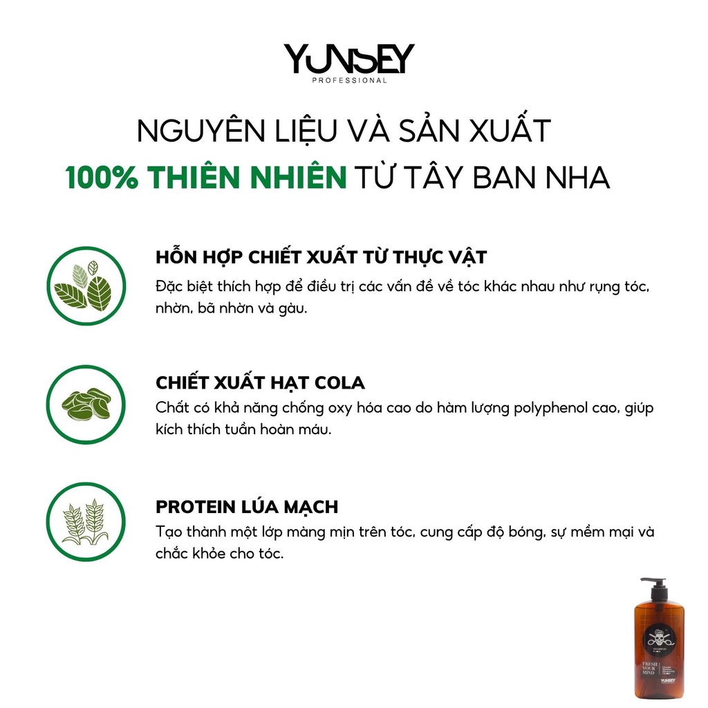 Dầu Gội Làm Sạch Tóc Và Dưỡng Tóc Dành Cho Nam Yunsey Shampoo For Men 380Ml