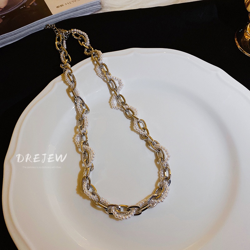 DREJEW Dây Chuyền Đính Ngọc Trai Phong Cách Âu Mỹ Đơn Giản Thời Trang