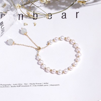 Vòng Tay Ngọc Trai Hạt 6-7ly Độ Sáng 4A Mix Bi Titan - Ngọc Trai Trường Thịnh