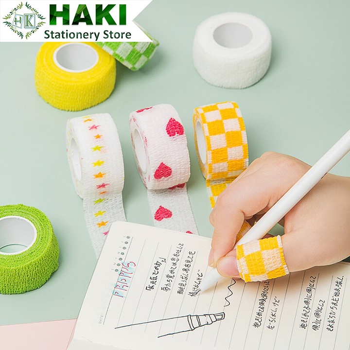 Cuộn băng dán quấn ngón tay HAKI co giãn 4.5mx2.3cm in họa tiết nhiều màu sắc tuỳ chọn