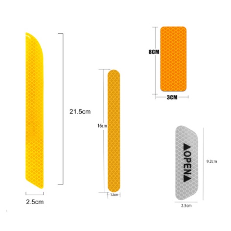 Miếng dán phản quang hai bên cản sau decal góc phía đuôi cho xe hơi ô tô sticker an toàn chống va chạm nhìn rõ ban đêm
