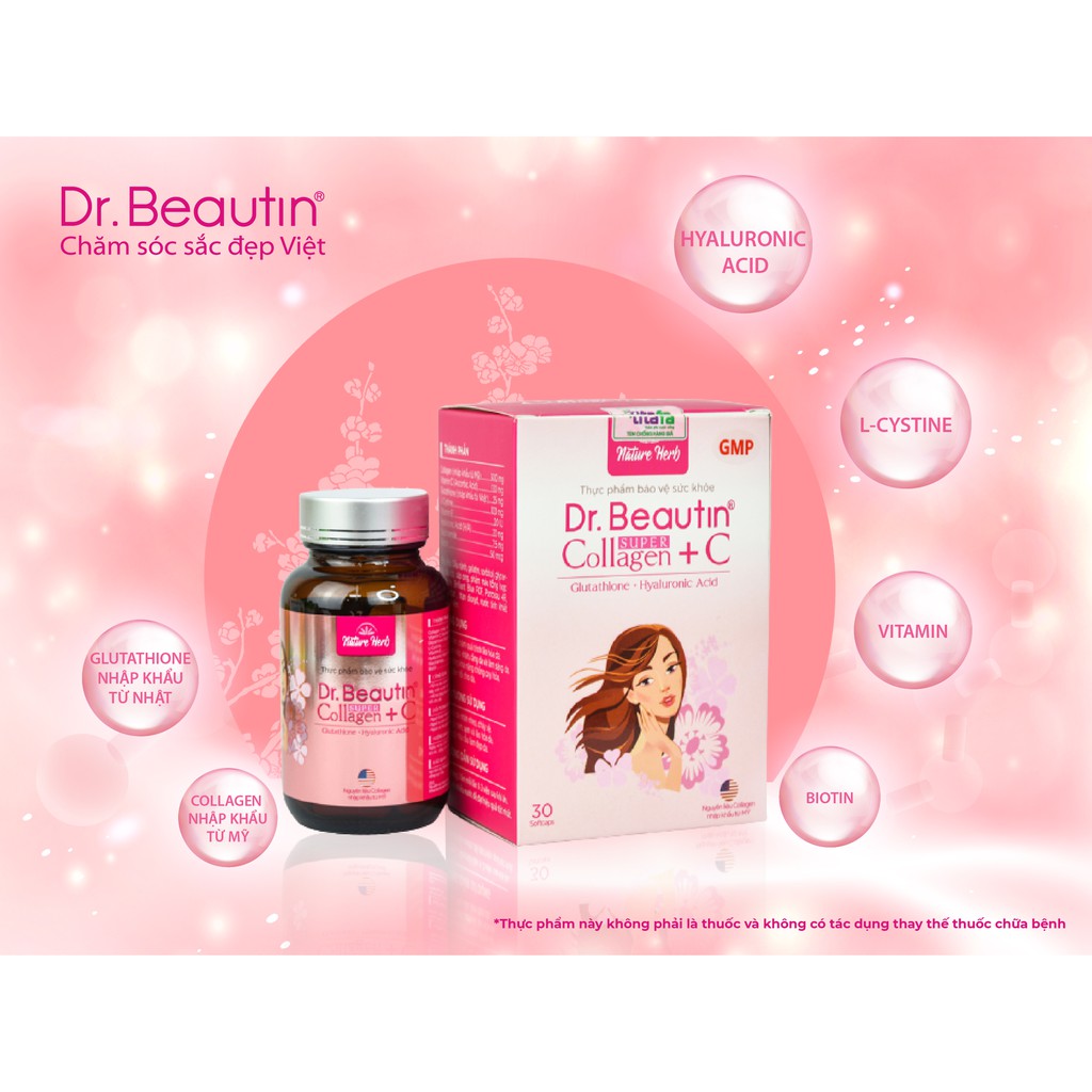 Viên uống DR.BEAUTIN SUPER COLLAGEN + C - Bổ sung Collagen làn da căng bóng, mềm mượt, trắng sáng