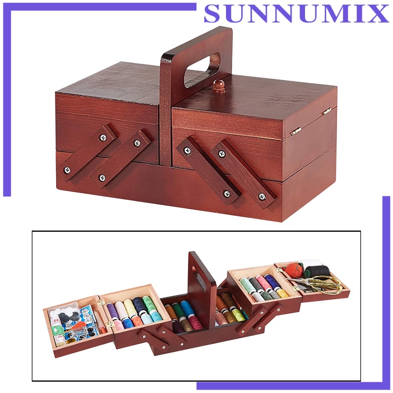 [SUNNIMIX]Foldable Sewing Box Needles Thread Scissors Sew Basket Jewelry Boxes