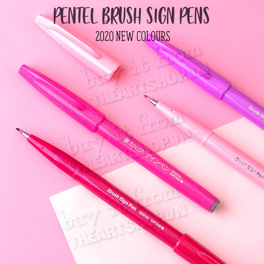 [Mã SKAMPUSHA8 giảm 8% đơn 300K] Bút viết thư pháp PENTEL Sign brush pen, fude touch 12 màu mới 2020 SES15C