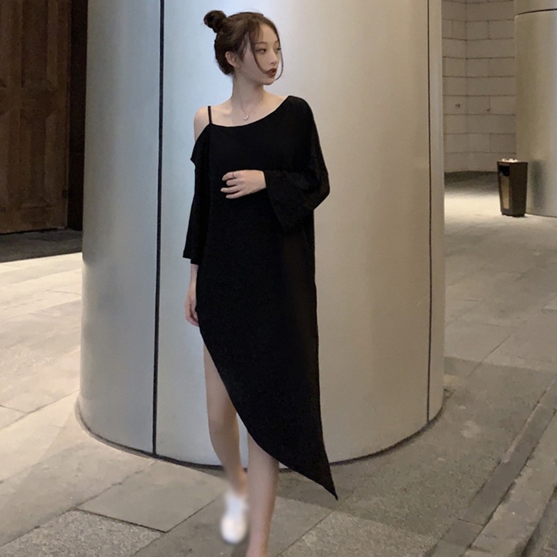 Đầm ba mảnh tay lỡ màu sắc trơn phong cách hàn quốc cho nữ