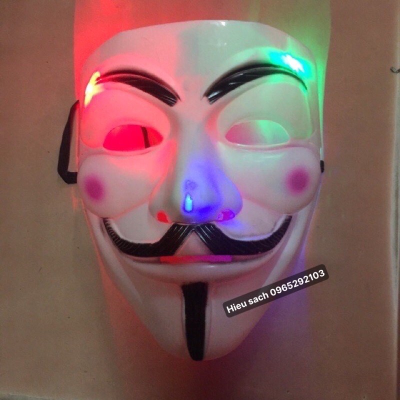 Mặt Nạ Hacker Anonymous Có Đèn Phát Sáng Loại Dầy Đẹp ( Tặng Thêm 3 Viên Pin Dự Phòng )
