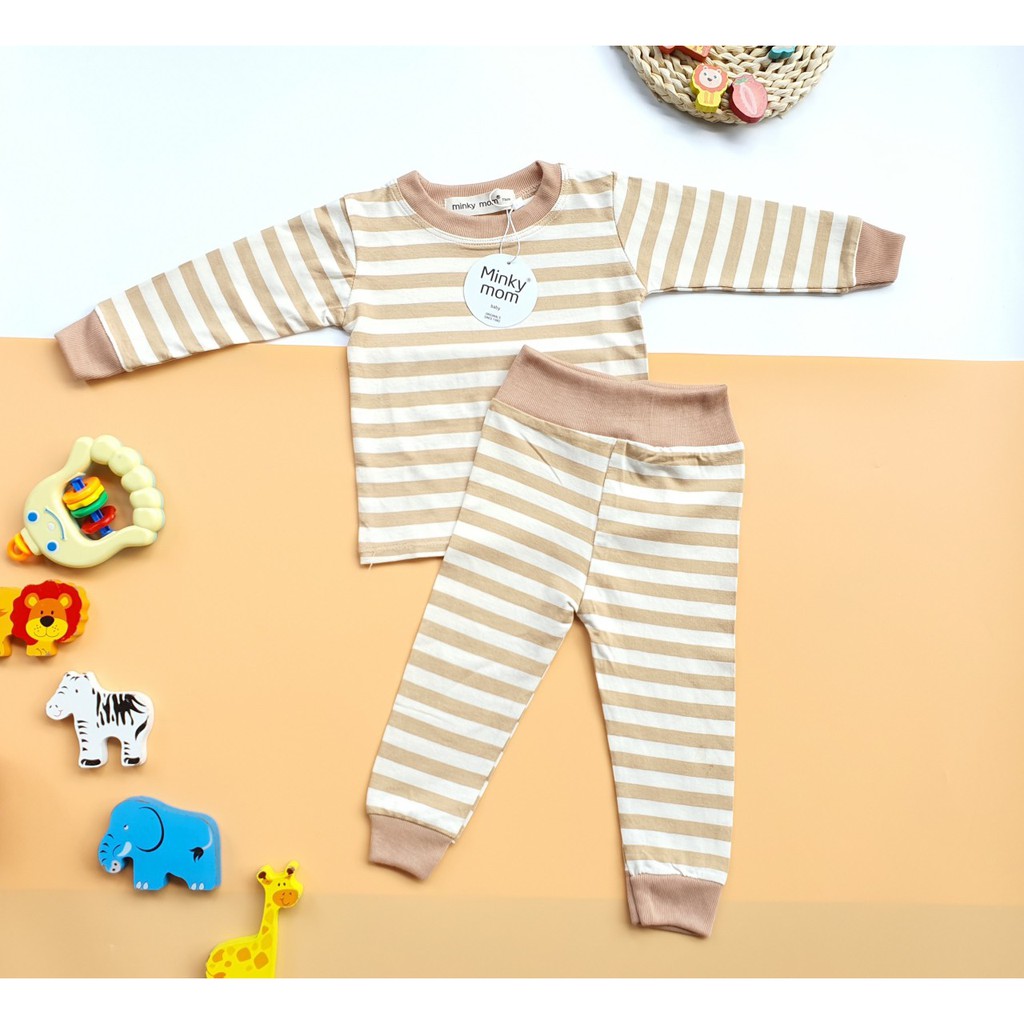 Bộ kẻ dài tay chất cotton Minky Mom cho bé (7-18kg) cực đẹp