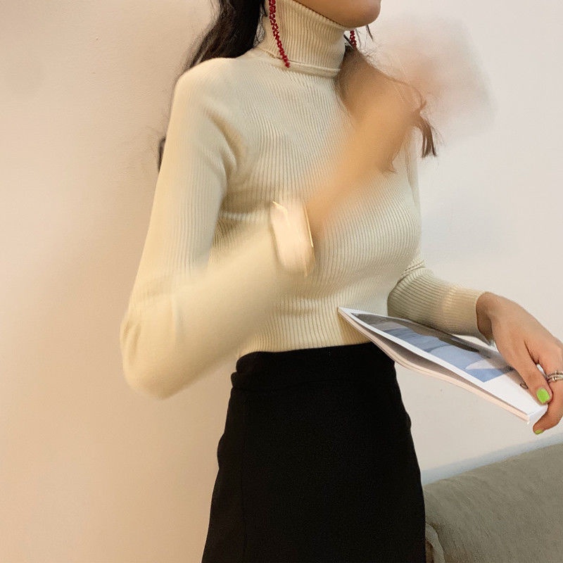 Áo Sweater Cổ Lọ Tay Dài Dáng Ôm Thời Trang Thu Đông Dành Cho Nữ