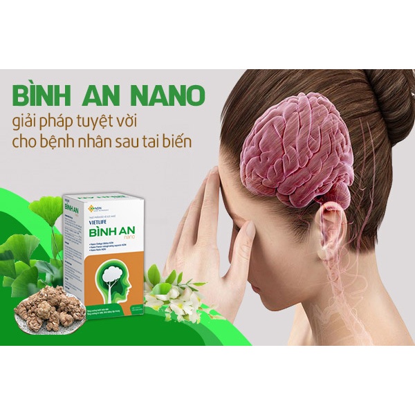 Viên bổ não Vietlife Bình An - Giúp hoạt huyết ,Tăng cường lưu thông máu não ,Hỗ trợ phục hồi sau tai biến Hộp 30 viên
