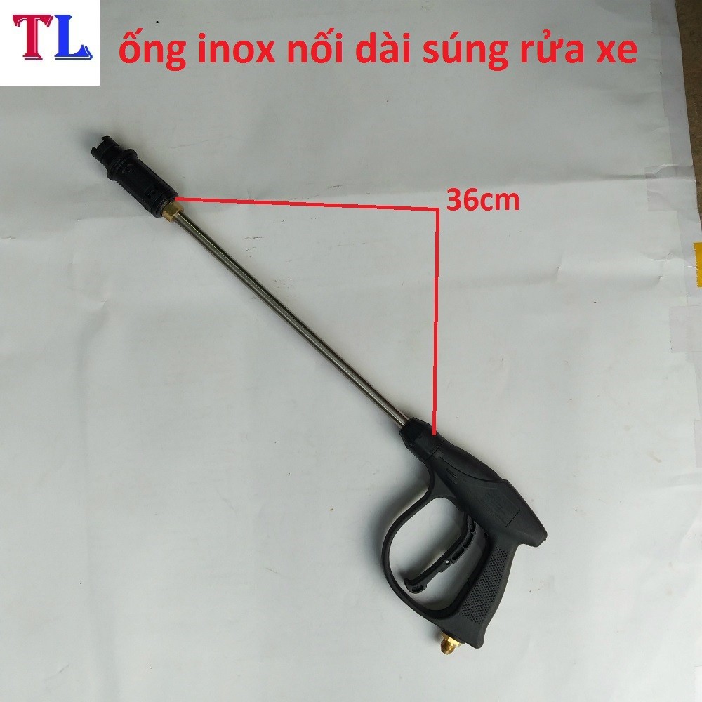 ống nối dài súng rửa xe áp lực cao của máy xịt rửa áp lực - Dài 36 cm - ống nối inox