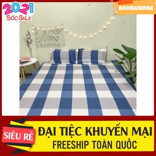 [Free ship-Sale lỗ]Ga trải giường,ga bọc đệm vải mềm mịn,đủ kích thước,kẻ bao diêm