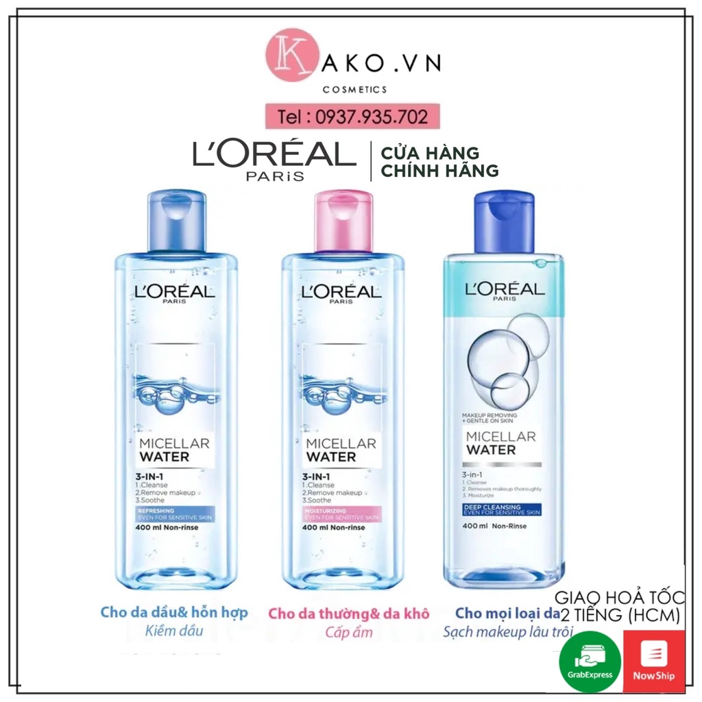 Nước tẩy trang L'Oreal Micellar Water 400ml