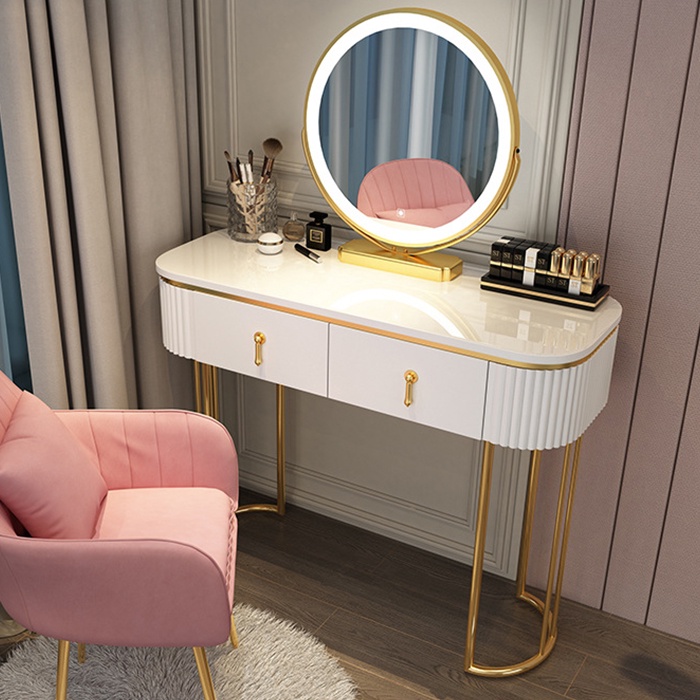 Bàn trang điểm gương đèn led 3 màu cao cấp, bàn phấn luxury tiện ích - Bàn trang điểm nhiều ngăn