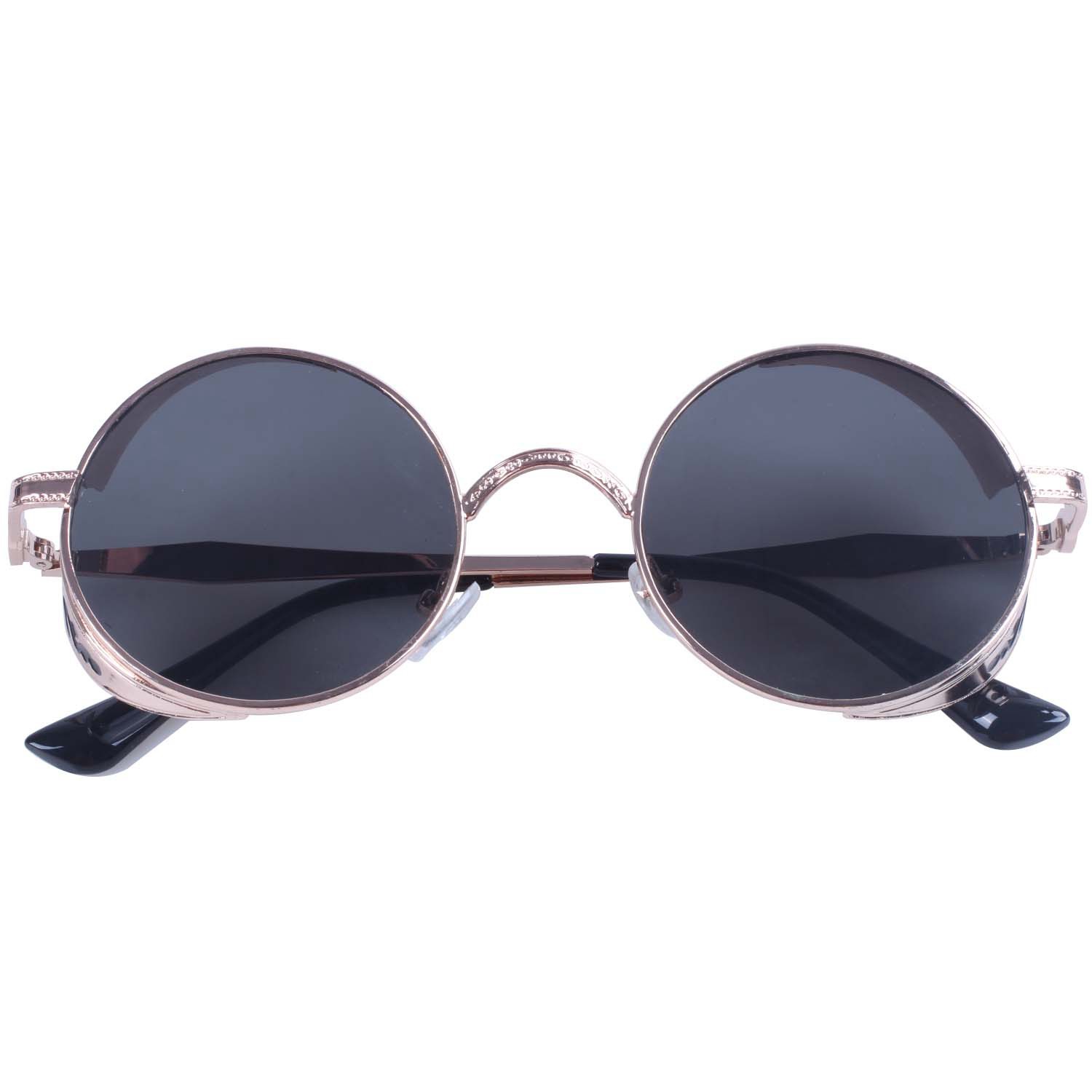 *In stock*Steam Punk Round Metal Sunglasses Retro Vintage Glasses(Gold-frame Black) | BigBuy360 - bigbuy360.vn