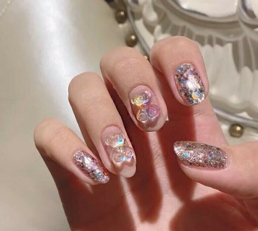 [Hàng mới về] Set 6 hộp phụ kiện 3D hình gấu trang trí móng tay 3 kích thước làm đẹp cho nữ