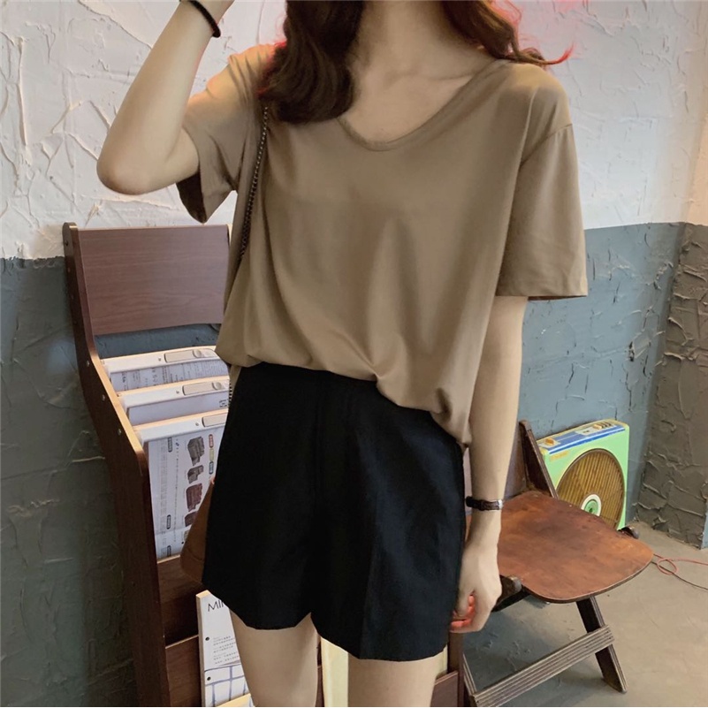 Áo thun ngắn tay dáng rộng phong cách Hàn Quốc  mới cho nữ 44837