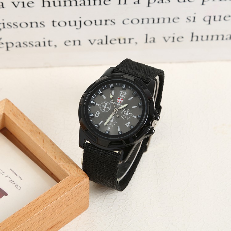 Đồng hồ nam Swiss Army dây dù, 3 kim, phong cách quân đội tặng pin dự phòng