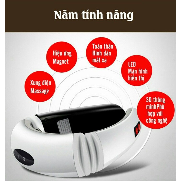 [CÓ BẢO HÀNH] Máy Massage Cổ 3D Đa Năng Cảm Ứng Xung Điện Từ Đặt Trị Đau Lưng Cổ, Vai Gáy.