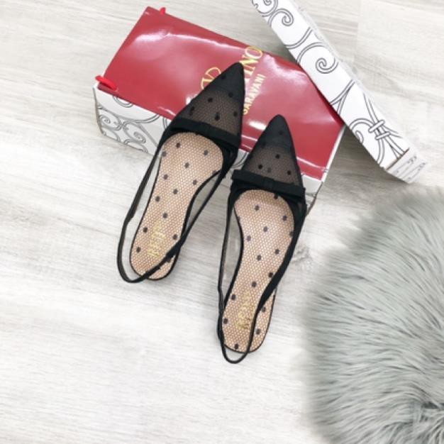 |  Sales T8 | HOT SALE Sandal valentino búp bê lưới chấm bi đế bệt fullbox bill túi giấy Đẹp Xịn .