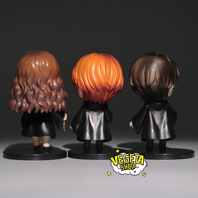 Mô hình Harry Potter - Set 3 Mô hình Harry Potter Hermione Granger Ron Weasley cùng vật nuôi Cú Mèo Chuột - Cao 10cm