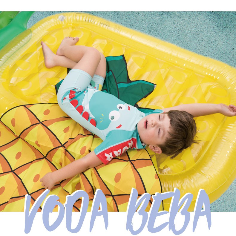 Áo bơi liền thân bé trai thợ lặn cá mập phối tay áo cam Tặng kèm nón che gáy