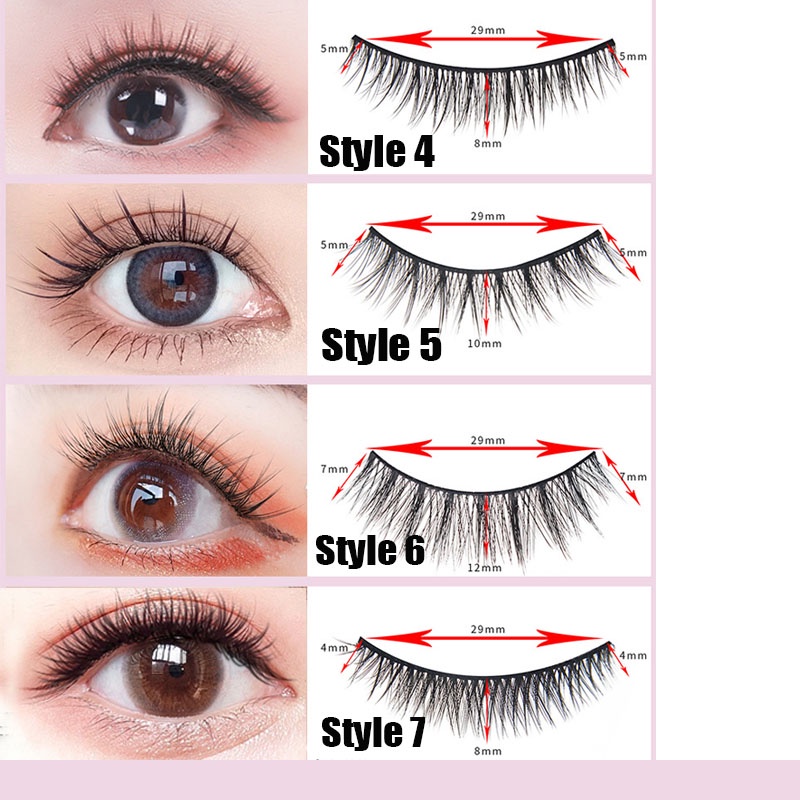 Bộ 5 Cặp Lông Mi Giả 3D Ngắn Dùng Hàng Ngày Cho Lớp Trang Điểm Tự Nhiên
