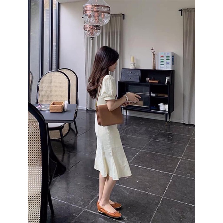 🌿 VÁY  đầm thô nữ cổ vuông TAY BỒNG tay lỡ ĐUÔI CÁ dáng dài maxi cổ tròn CÚC NGỌC🌿