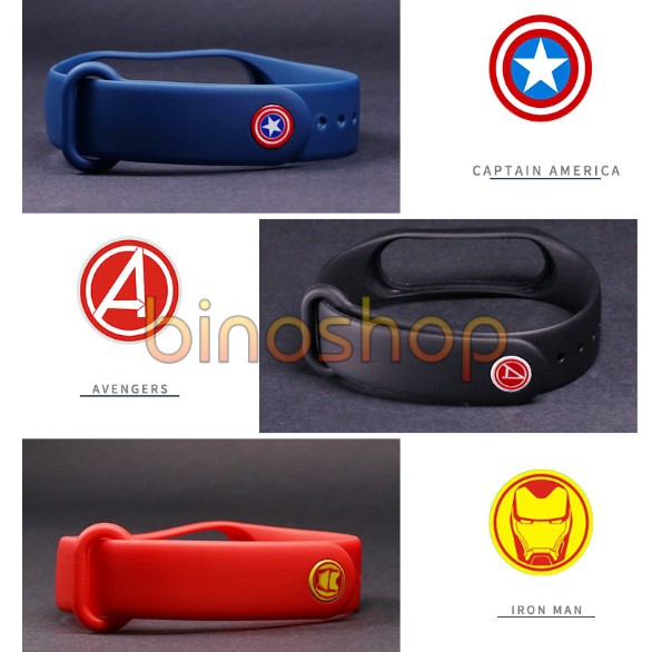 Nút thay thế Avengers kèm dây silicon Xiaomi Miband 3/4