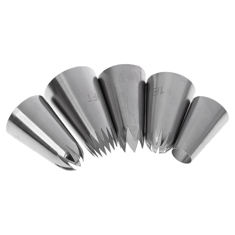 be> 5Pcs/Set Icing Nozzles Cake Decorating Piping Cookie Cream Sizing Tip Stainless Steel DIY Baking Tools Supplies